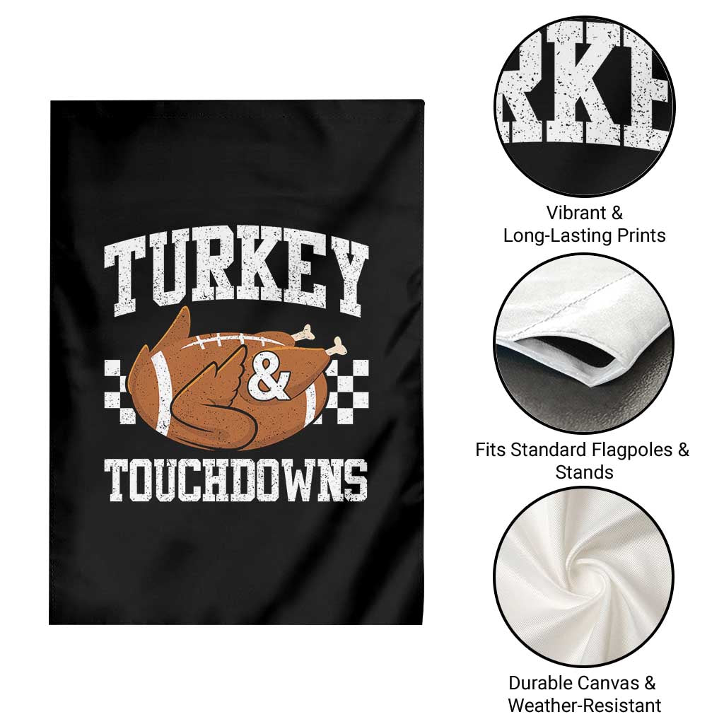 Funny Turkey And Touchdowns Garden Flag Thanksgiving American Football - Wonder Print Shop