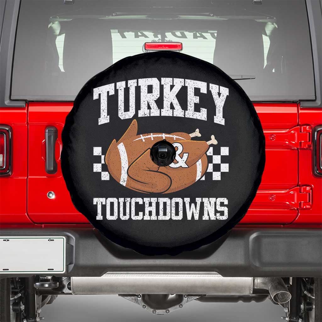 Funny Turkey And Touchdowns Spare Tire Cover Thanksgiving American Football - Wonder Print Shop