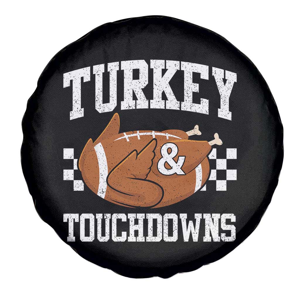 Funny Turkey And Touchdowns Spare Tire Cover Thanksgiving American Football - Wonder Print Shop