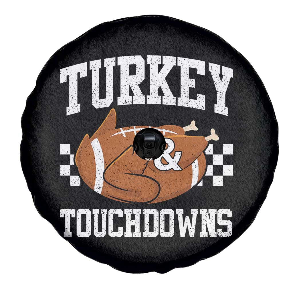 Funny Turkey And Touchdowns Spare Tire Cover Thanksgiving American Football - Wonder Print Shop