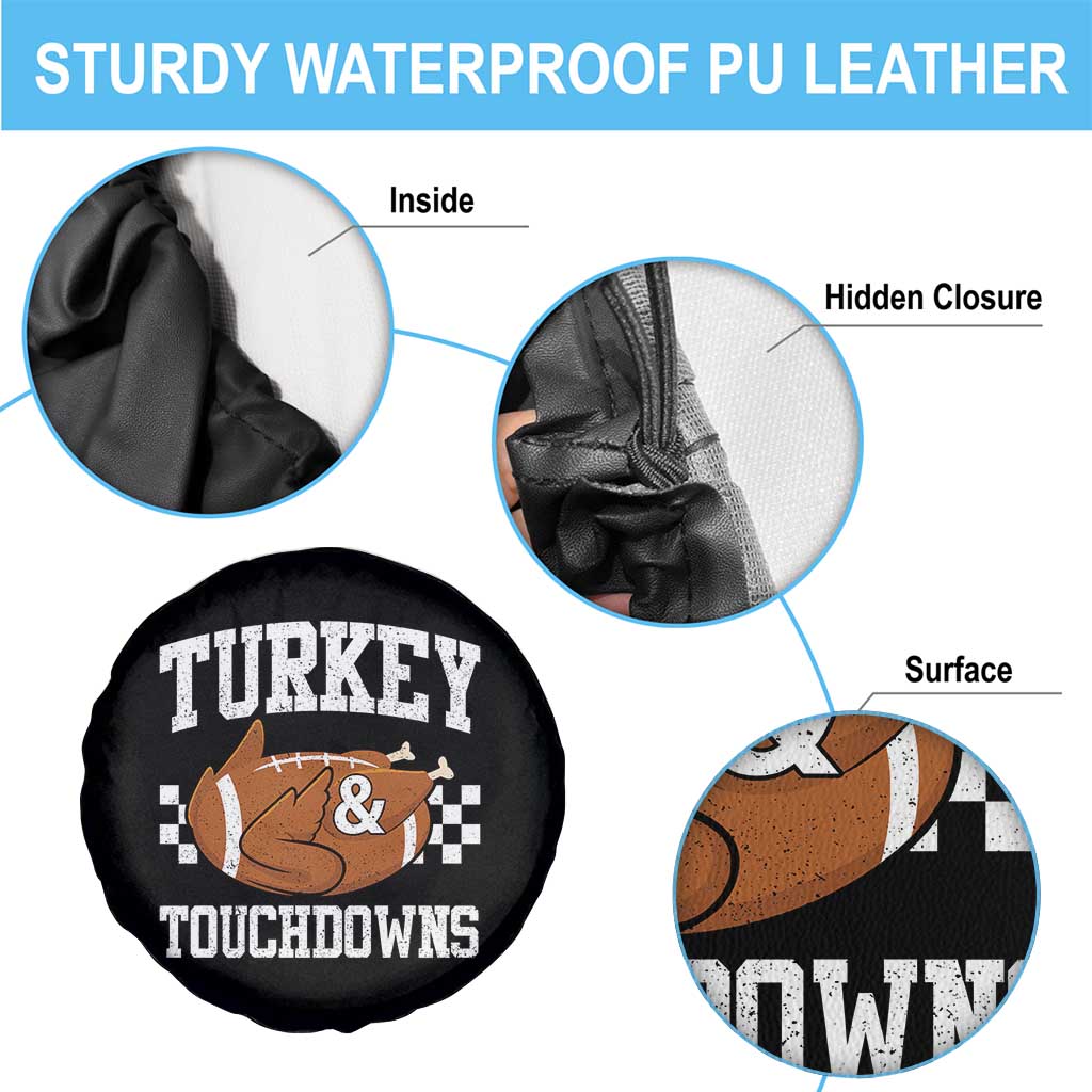 Funny Turkey And Touchdowns Spare Tire Cover Thanksgiving American Football - Wonder Print Shop