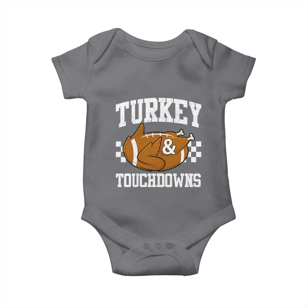 Funny Turkey And Touchdowns Baby Onesie Thanksgiving American Football - Wonder Print Shop