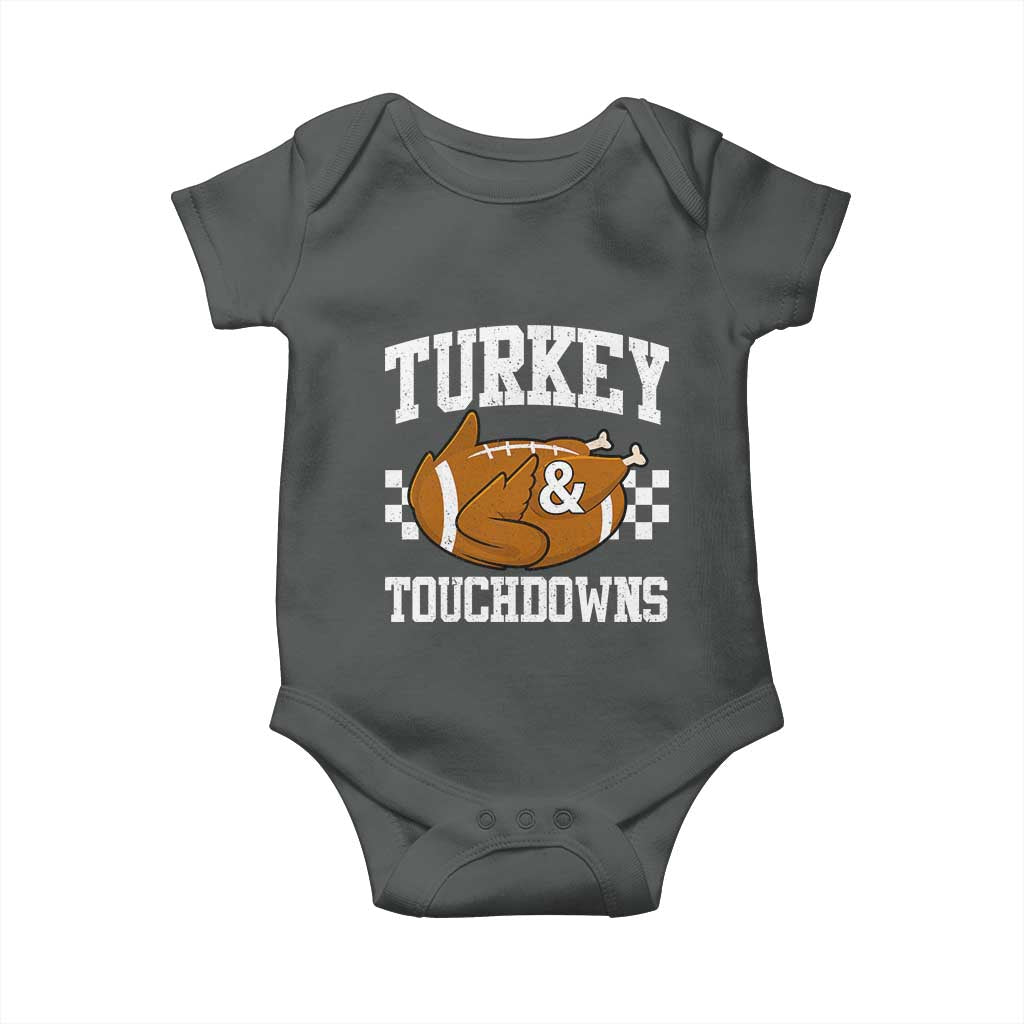 Funny Turkey And Touchdowns Baby Onesie Thanksgiving American Football - Wonder Print Shop