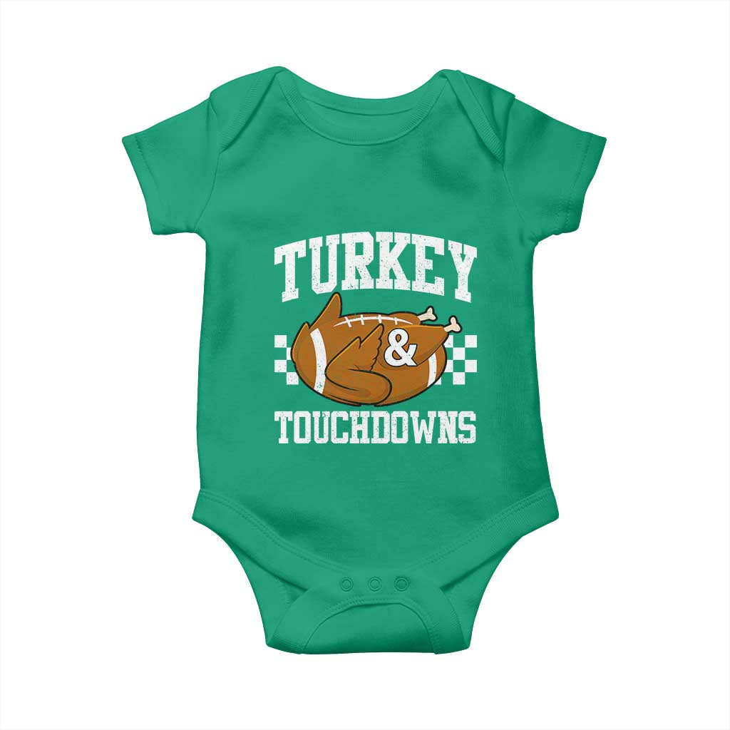 Funny Turkey And Touchdowns Baby Onesie Thanksgiving American Football - Wonder Print Shop