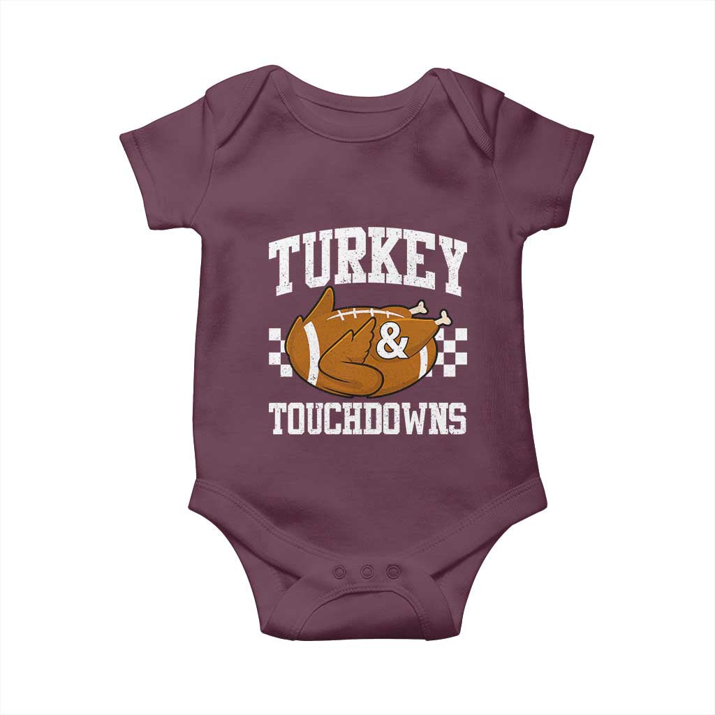 Funny Turkey And Touchdowns Baby Onesie Thanksgiving American Football - Wonder Print Shop
