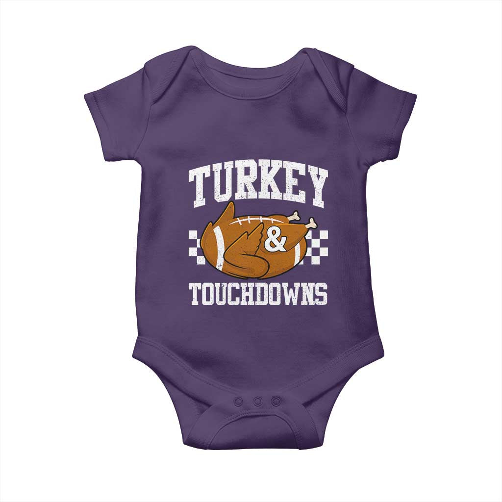 Funny Turkey And Touchdowns Baby Onesie Thanksgiving American Football - Wonder Print Shop