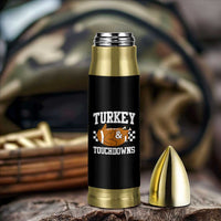 Funny Turkey And Touchdowns Bullet Tumbler Thanksgiving American Football - Wonder Print Shop