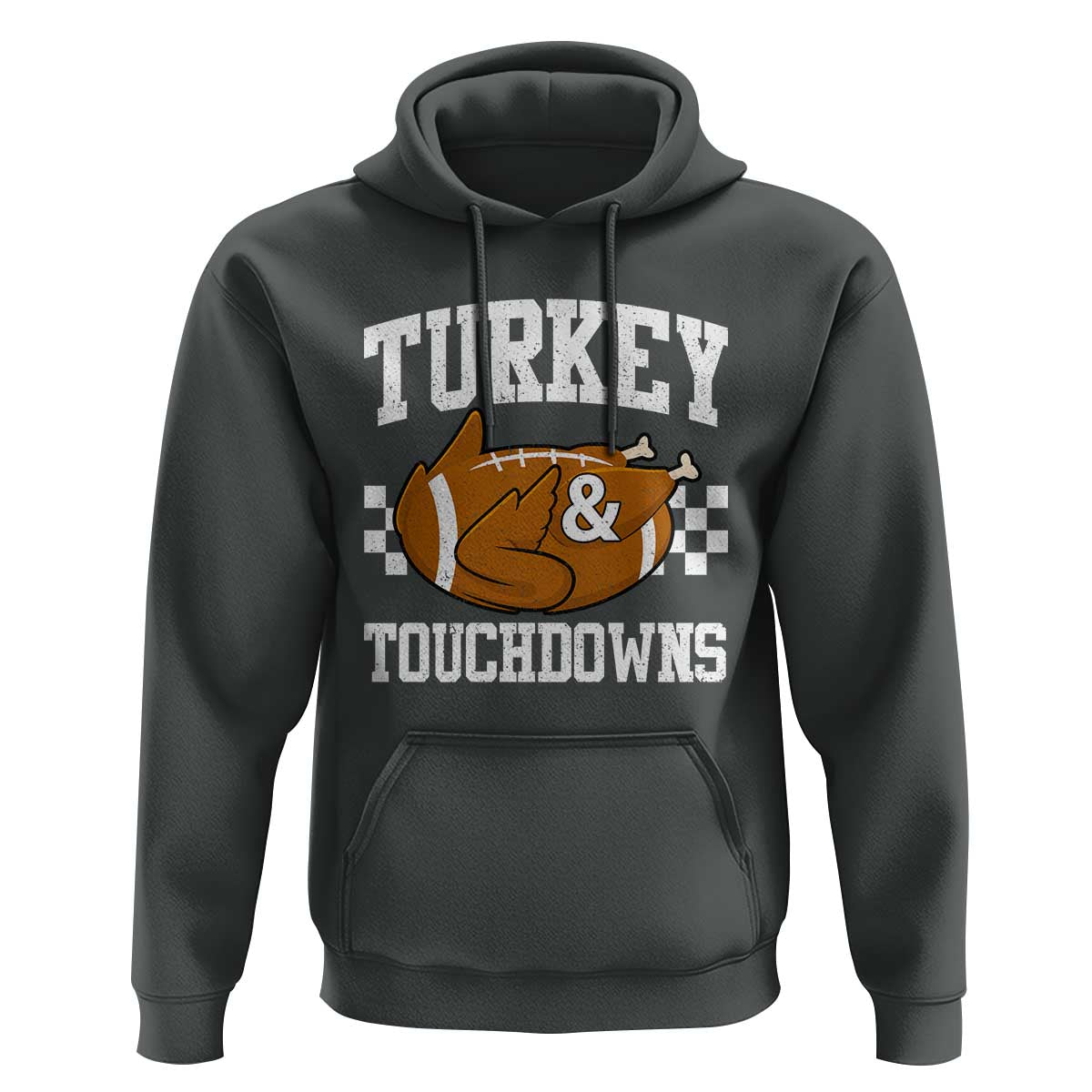 Funny Turkey And Touchdowns Hoodie Thanksgiving American Football - Wonder Print Shop