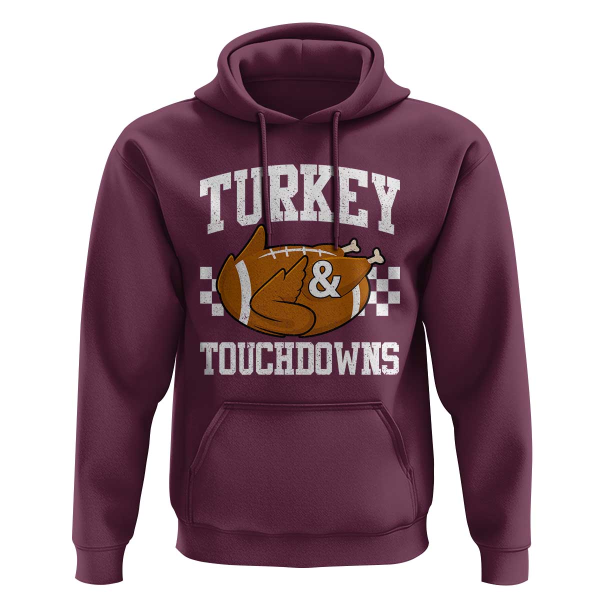 Funny Turkey And Touchdowns Hoodie Thanksgiving American Football - Wonder Print Shop