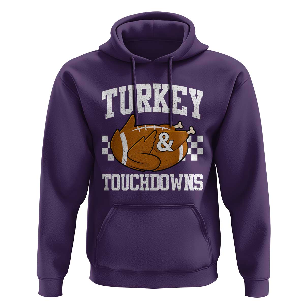Funny Turkey And Touchdowns Hoodie Thanksgiving American Football - Wonder Print Shop