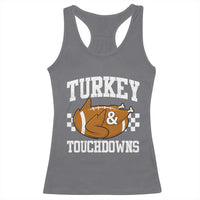 Funny Turkey And Touchdowns Racerback Tank Top Thanksgiving American Football - Wonder Print Shop