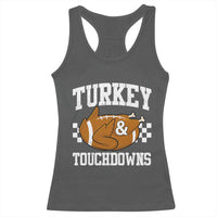 Funny Turkey And Touchdowns Racerback Tank Top Thanksgiving American Football - Wonder Print Shop
