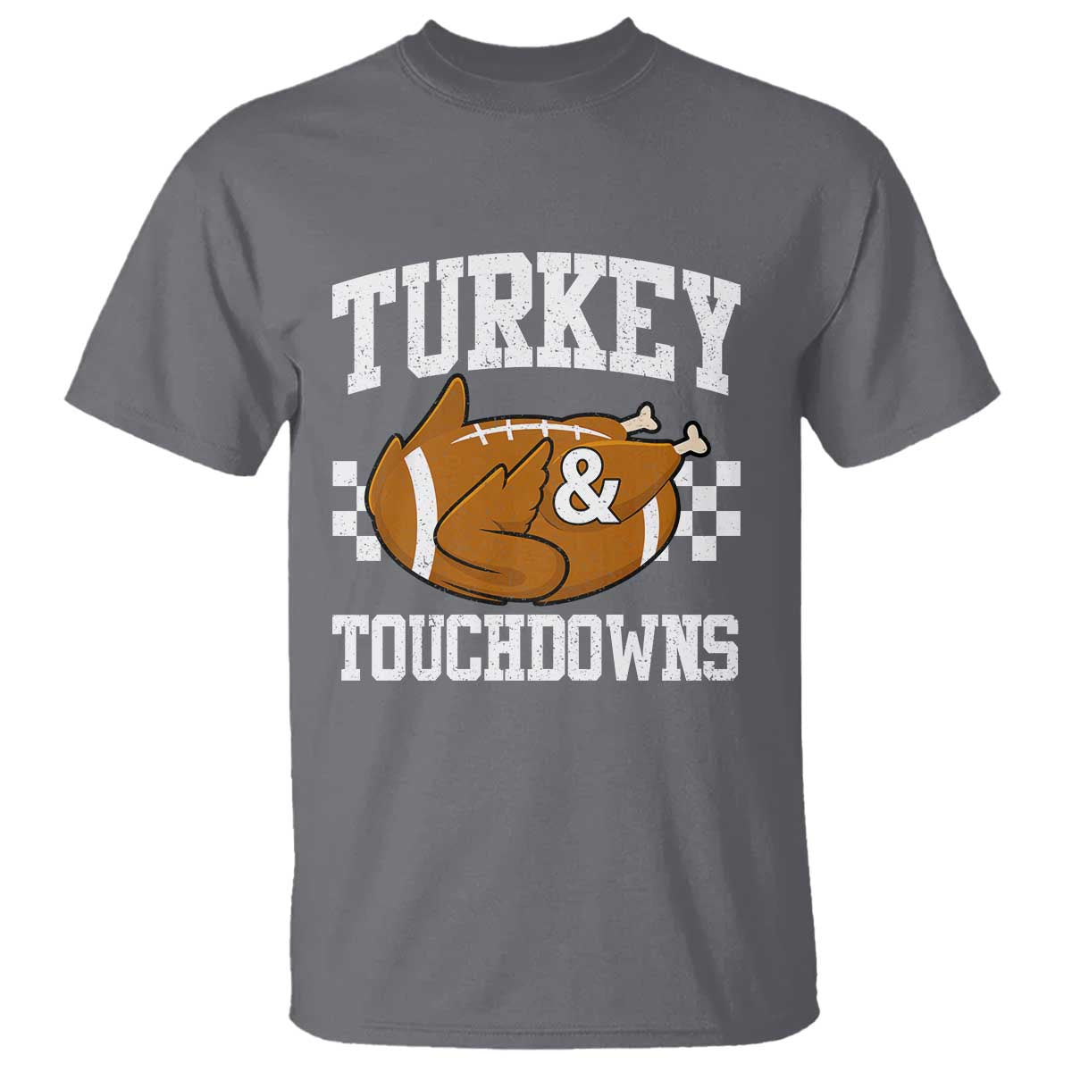 Funny Turkey And Touchdowns T Shirt Thanksgiving American Football - Wonder Print Shop