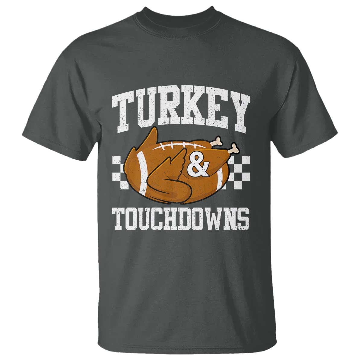 Funny Turkey And Touchdowns T Shirt Thanksgiving American Football - Wonder Print Shop