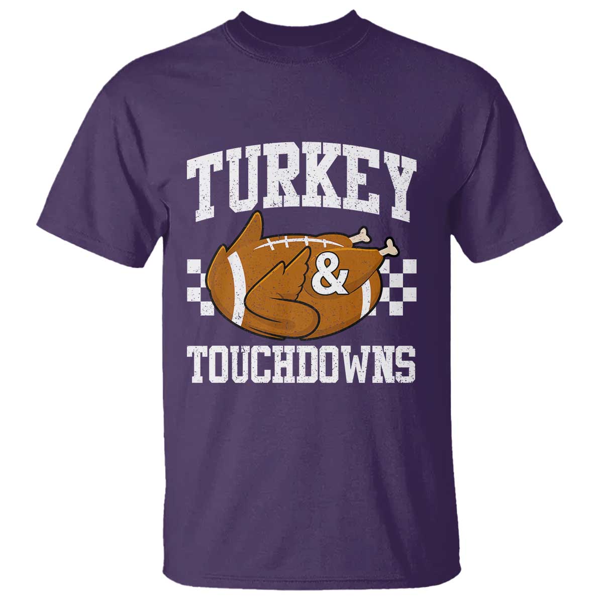 Funny Turkey And Touchdowns T Shirt Thanksgiving American Football - Wonder Print Shop