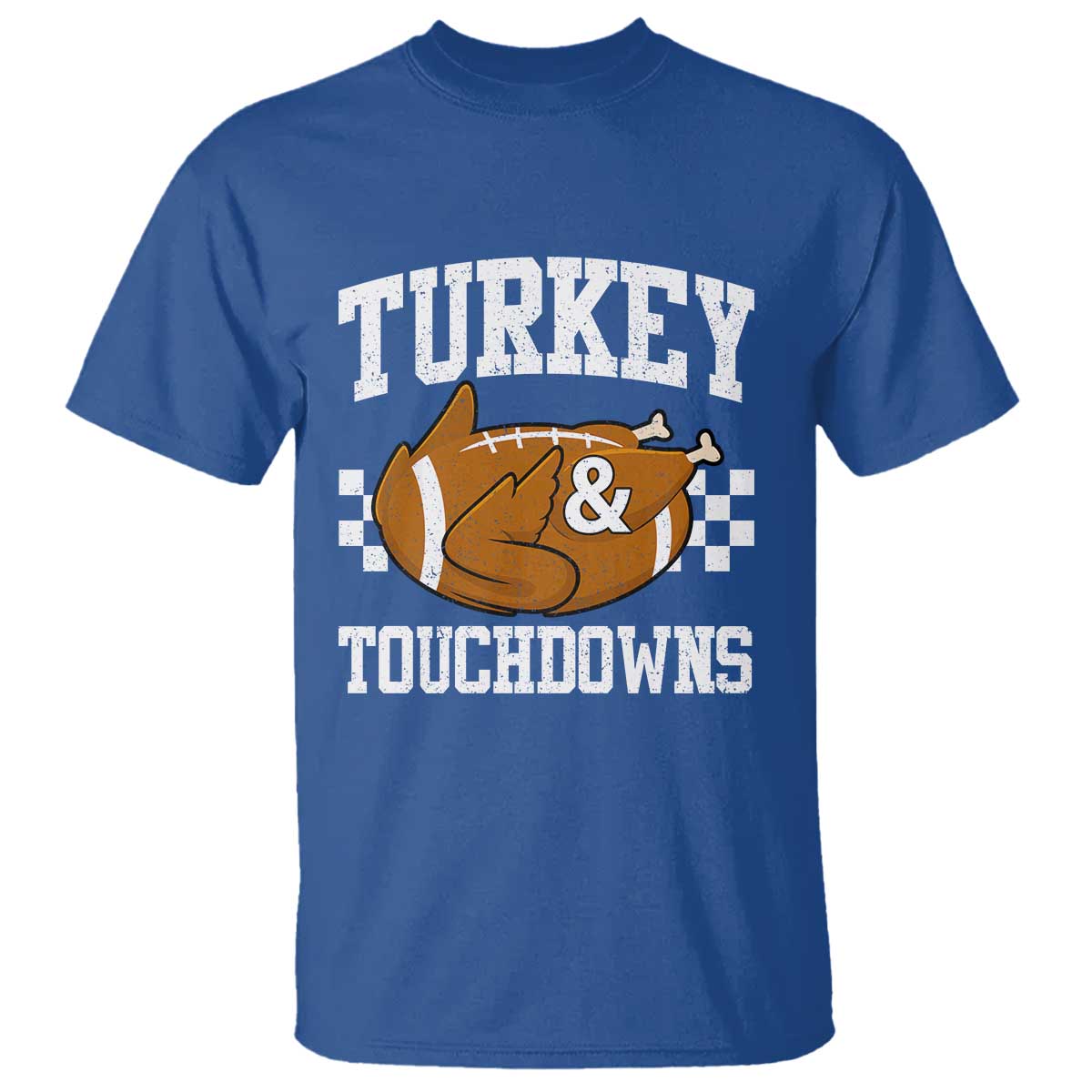 Funny Turkey And Touchdowns T Shirt Thanksgiving American Football - Wonder Print Shop