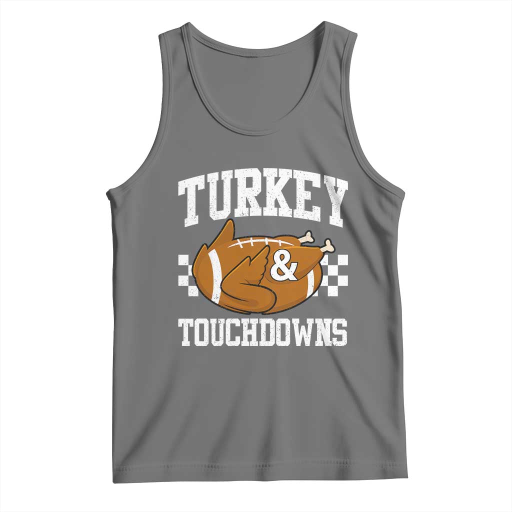 Funny Turkey And Touchdowns Tank Top Thanksgiving American Football - Wonder Print Shop