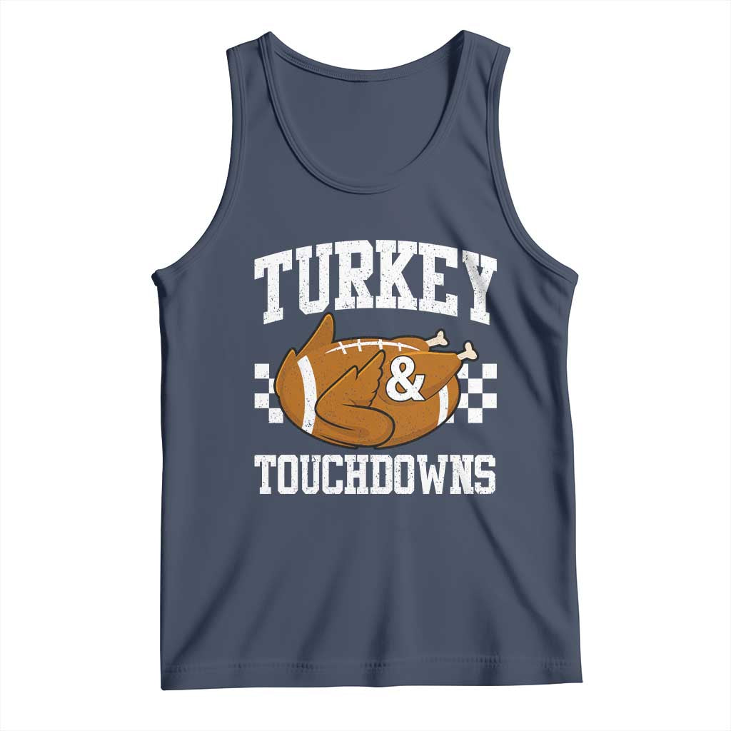 Funny Turkey And Touchdowns Tank Top Thanksgiving American Football - Wonder Print Shop