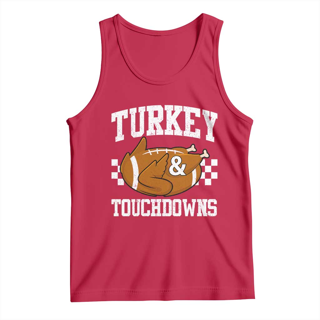 Funny Turkey And Touchdowns Tank Top Thanksgiving American Football - Wonder Print Shop