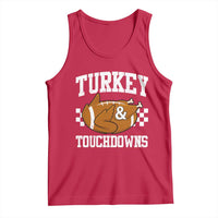 Funny Turkey And Touchdowns Tank Top Thanksgiving American Football - Wonder Print Shop