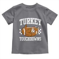 Funny Turkey And Touchdowns Toddler T Shirt Thanksgiving American Football - Wonder Print Shop