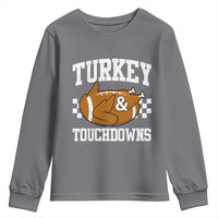 Funny Turkey And Touchdowns Youth Sweatshirt Thanksgiving American Football - Wonder Print Shop