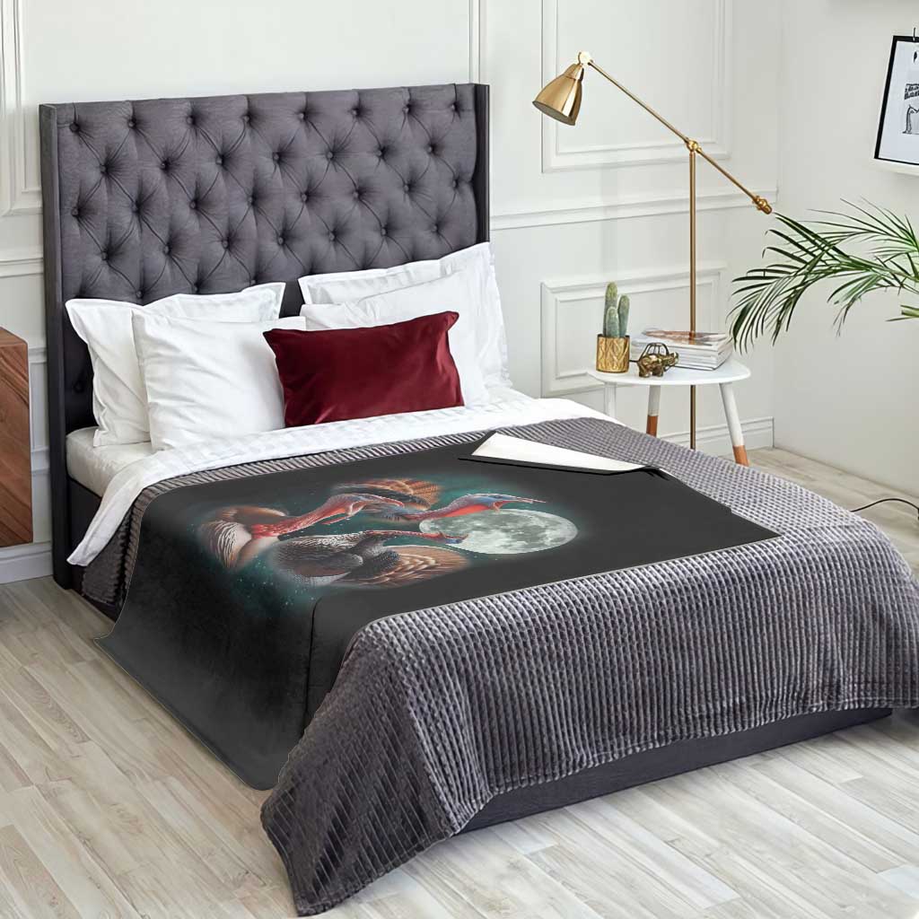 Funny Three Turkey Moon Throw Blanket Weird Cursed Thanksgiving Meme - Wonder Print Shop