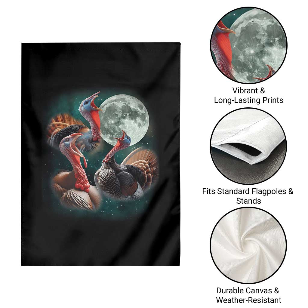 Funny Three Turkey Moon Garden Flag Weird Cursed Thanksgiving Meme - Wonder Print Shop
