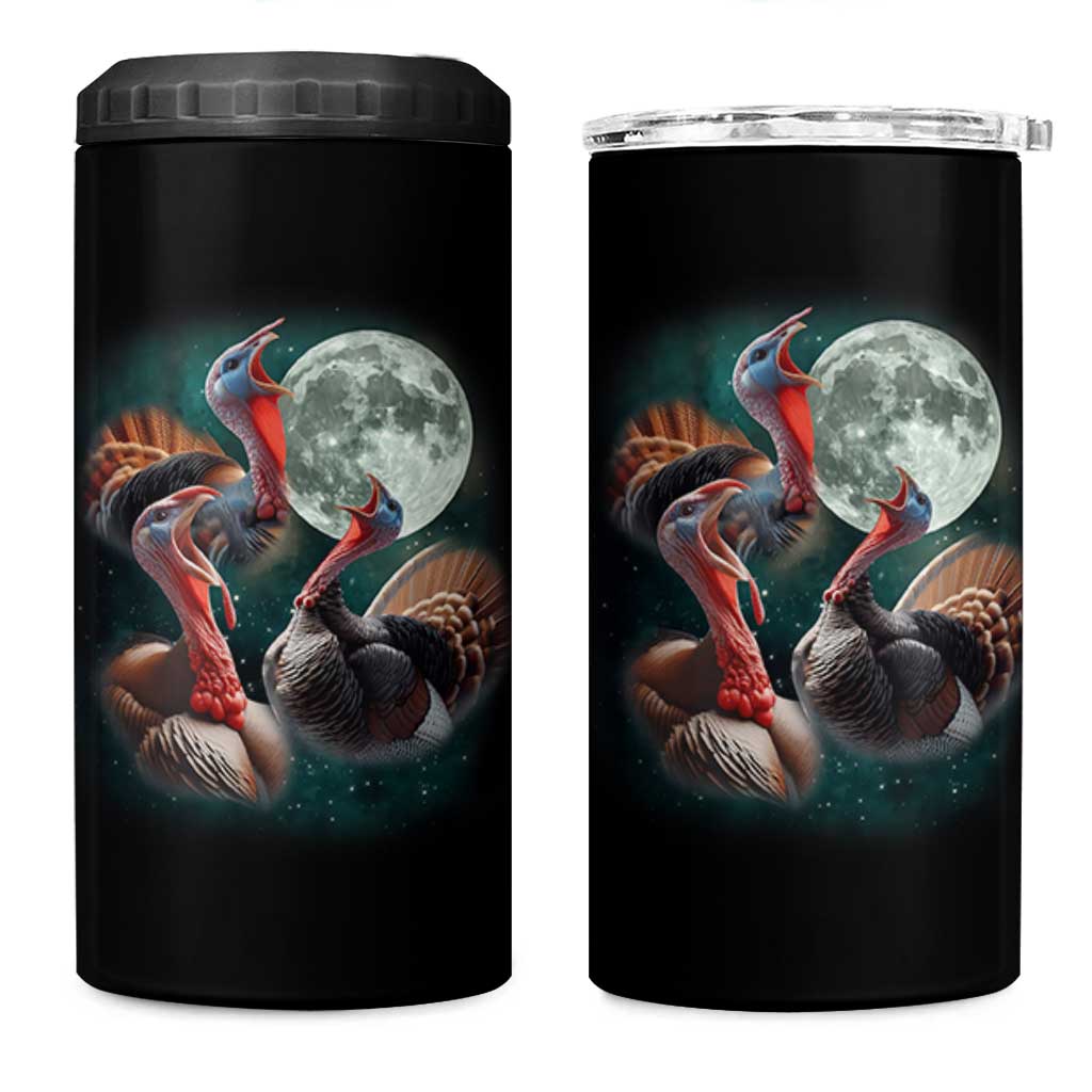 Funny Three Turkey Moon 4 in 1 Can Cooler Tumbler Weird Cursed Thanksgiving Meme - Wonder Print Shop