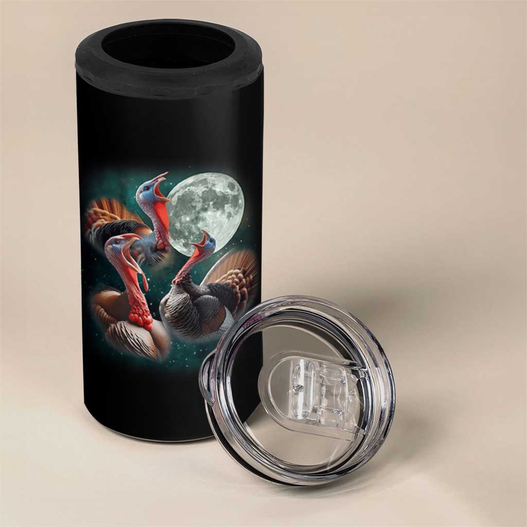 Funny Three Turkey Moon 4 in 1 Can Cooler Tumbler Weird Cursed Thanksgiving Meme - Wonder Print Shop
