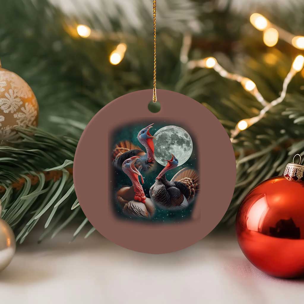 Funny Three Turkey Moon Ceramic Ornament Weird Cursed Thanksgiving Meme - Wonder Print Shop