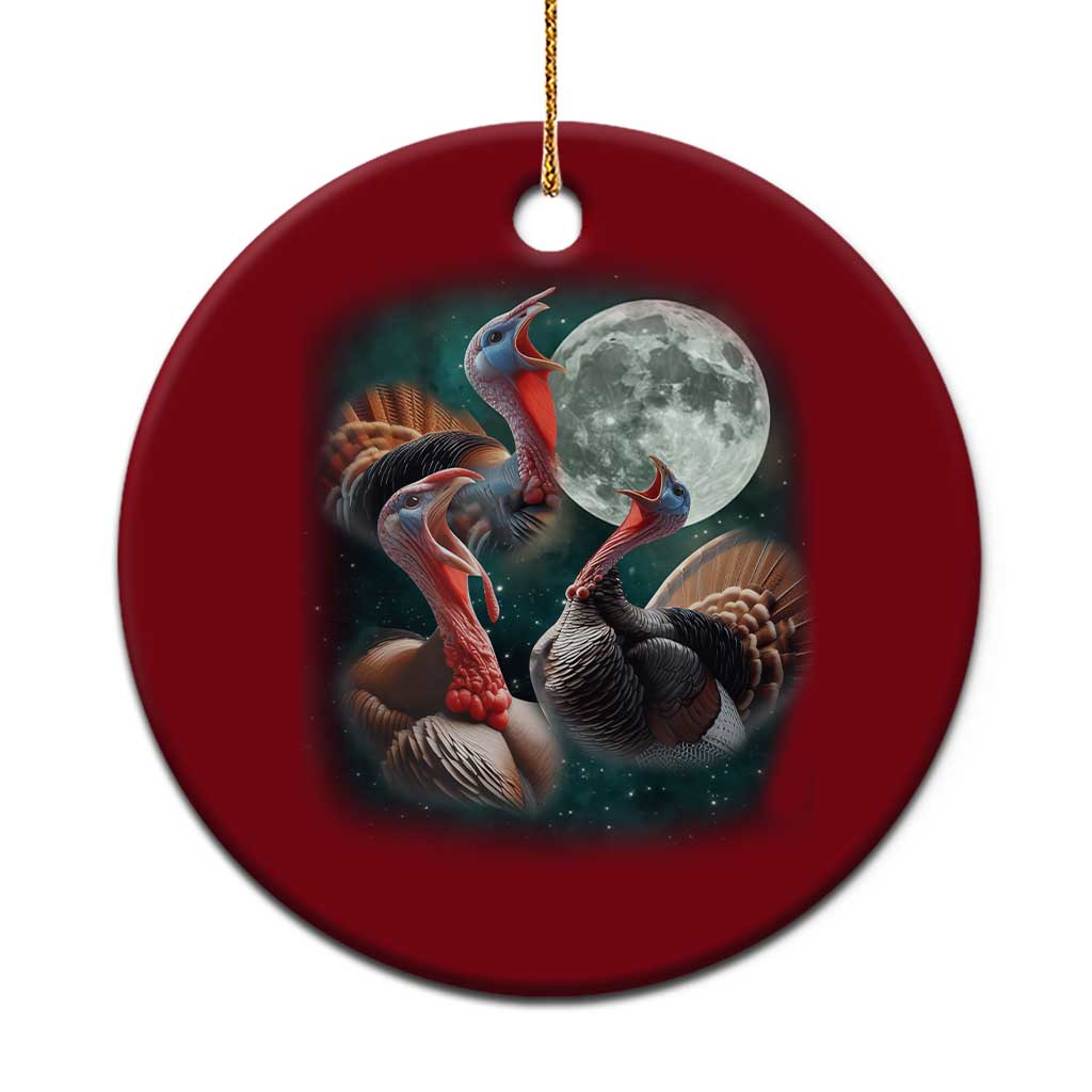 Funny Three Turkey Moon Ceramic Ornament Weird Cursed Thanksgiving Meme - Wonder Print Shop