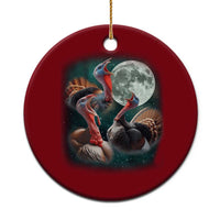 Funny Three Turkey Moon Ceramic Ornament Weird Cursed Thanksgiving Meme - Wonder Print Shop