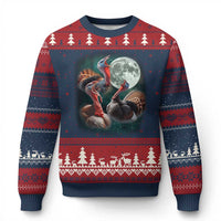 Funny Three Turkey Moon Ugly Christmas Sweater Weird Cursed Thanksgiving Meme - Wonder Print Shop