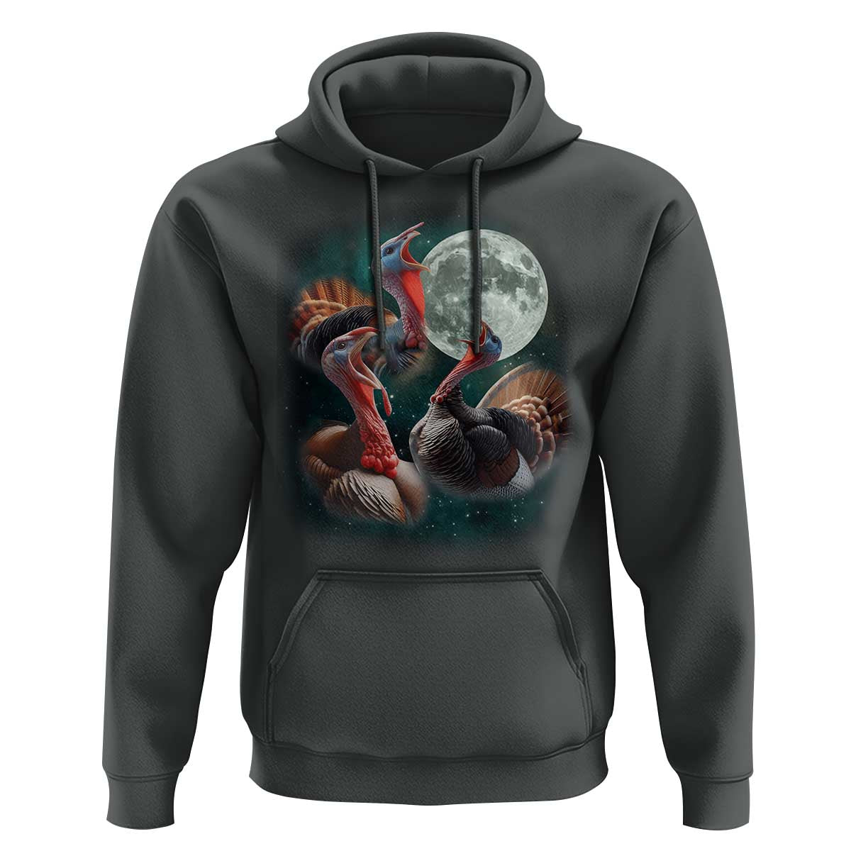 Funny Three Turkey Moon Hoodie Weird Cursed Thanksgiving Meme - Wonder Print Shop
