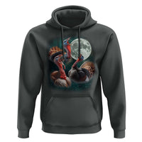 Funny Three Turkey Moon Hoodie Weird Cursed Thanksgiving Meme - Wonder Print Shop