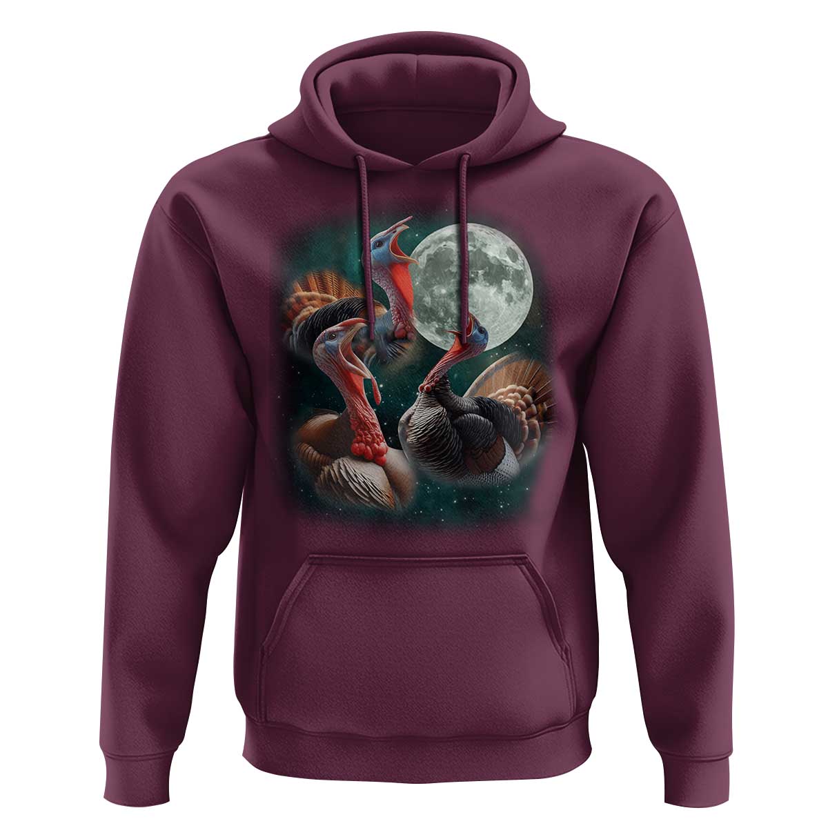 Funny Three Turkey Moon Hoodie Weird Cursed Thanksgiving Meme - Wonder Print Shop