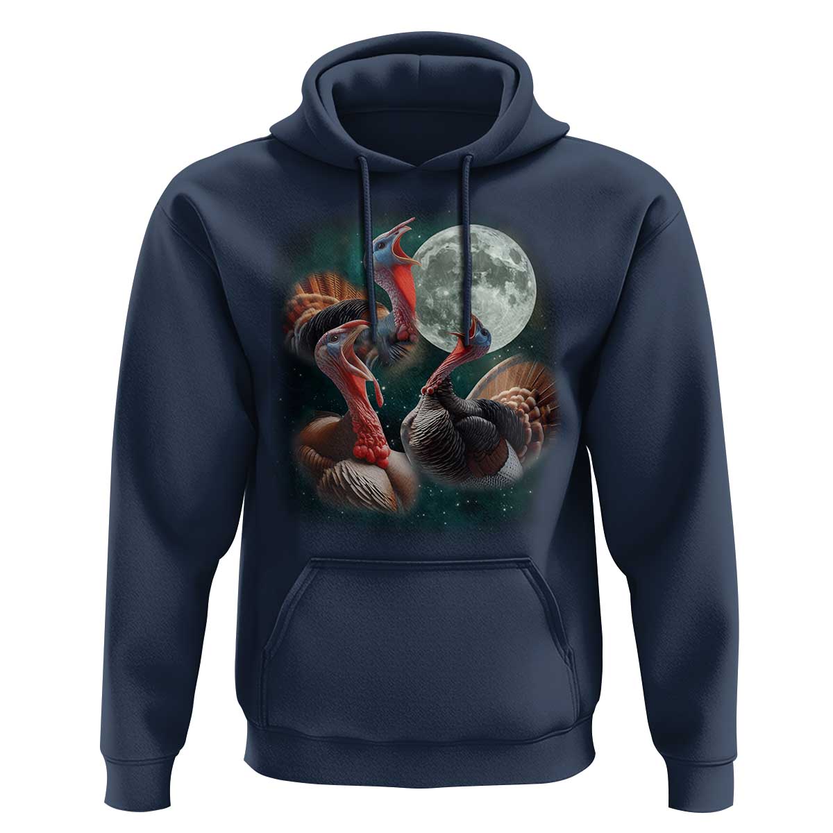Funny Three Turkey Moon Hoodie Weird Cursed Thanksgiving Meme - Wonder Print Shop
