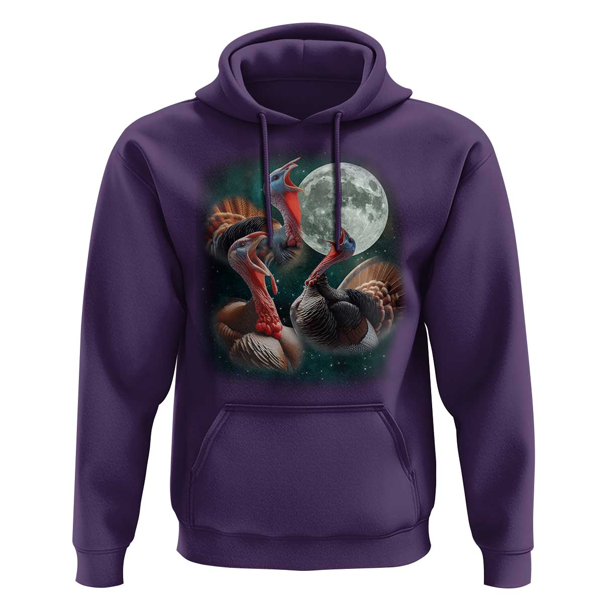 Funny Three Turkey Moon Hoodie Weird Cursed Thanksgiving Meme - Wonder Print Shop