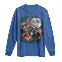 Funny Three Turkey Moon Long Sleeve Shirt Weird Cursed Thanksgiving Meme - Wonder Print Shop