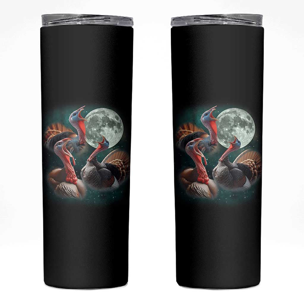 Funny Three Turkey Moon Skinny Tumbler Weird Cursed Thanksgiving Meme - Wonder Print Shop