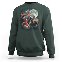 Funny Three Turkey Moon Sweatshirt Weird Cursed Thanksgiving Meme - Wonder Print Shop
