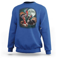 Funny Three Turkey Moon Sweatshirt Weird Cursed Thanksgiving Meme - Wonder Print Shop