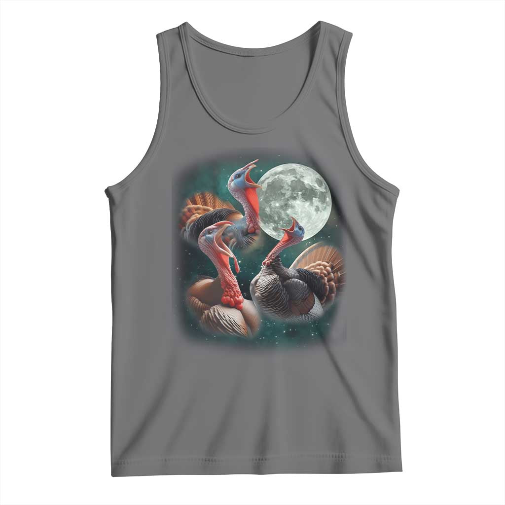 Funny Three Turkey Moon Tank Top Weird Cursed Thanksgiving Meme - Wonder Print Shop