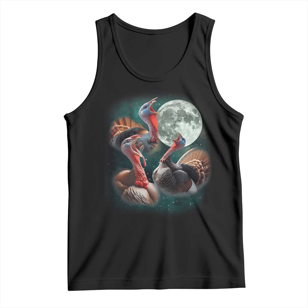 Funny Three Turkey Moon Tank Top Weird Cursed Thanksgiving Meme - Wonder Print Shop