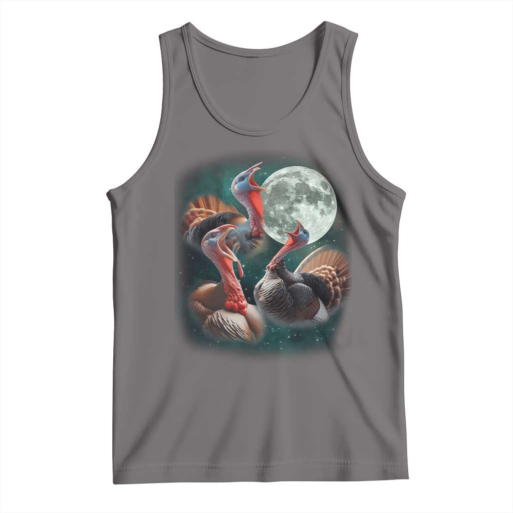 Funny Three Turkey Moon Tank Top Weird Cursed Thanksgiving Meme - Wonder Print Shop