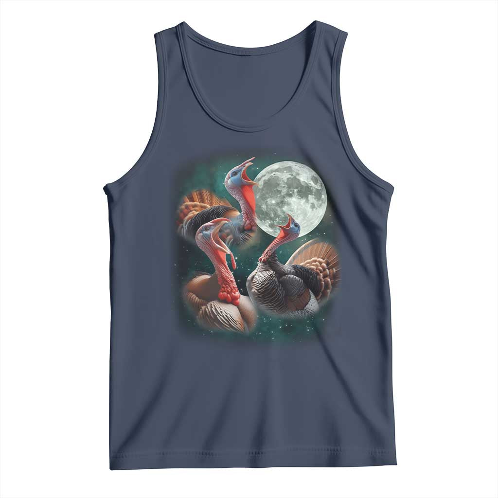 Funny Three Turkey Moon Tank Top Weird Cursed Thanksgiving Meme - Wonder Print Shop