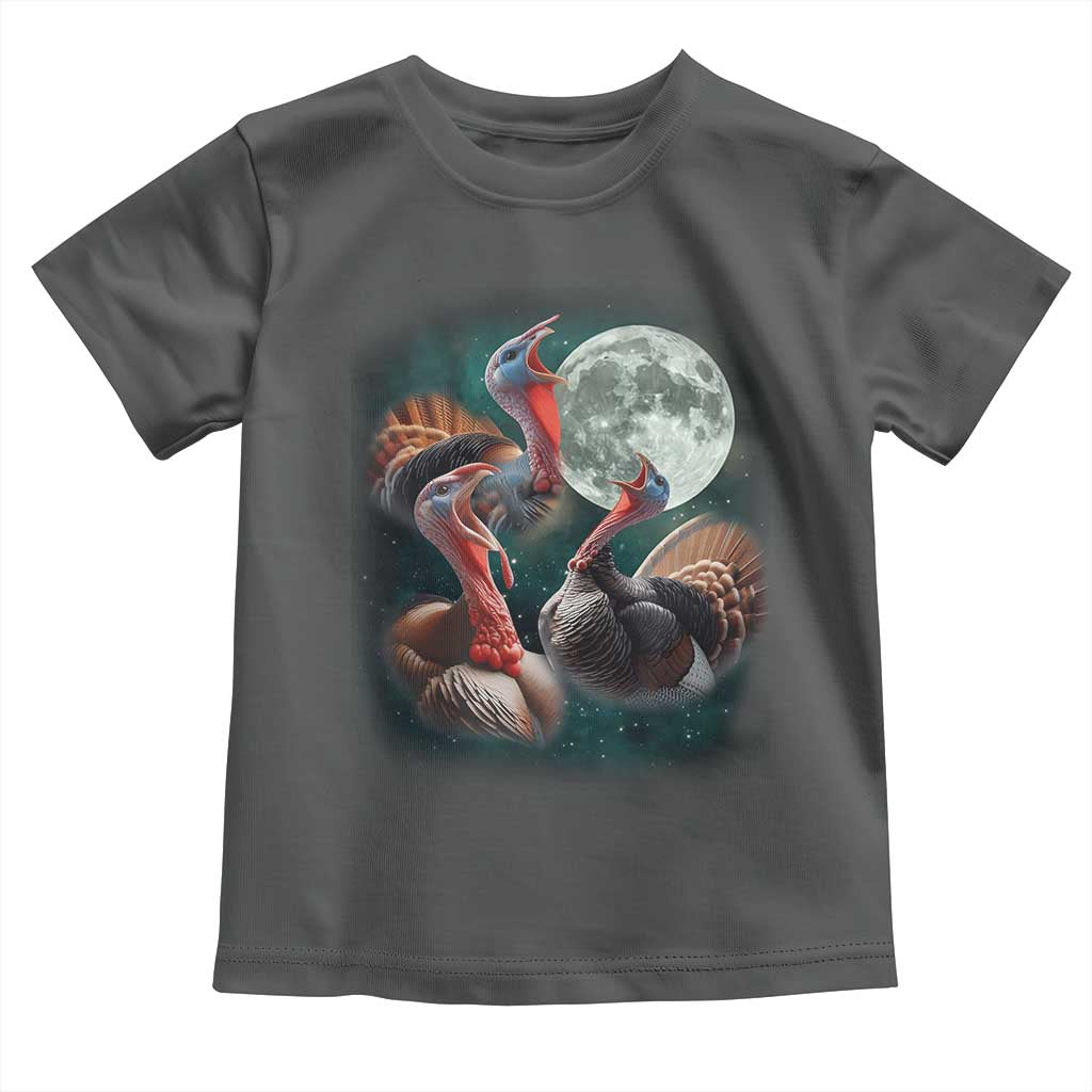 Funny Three Turkey Moon Toddler T Shirt Weird Cursed Thanksgiving Meme - Wonder Print Shop