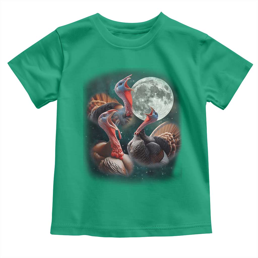 Funny Three Turkey Moon Toddler T Shirt Weird Cursed Thanksgiving Meme - Wonder Print Shop