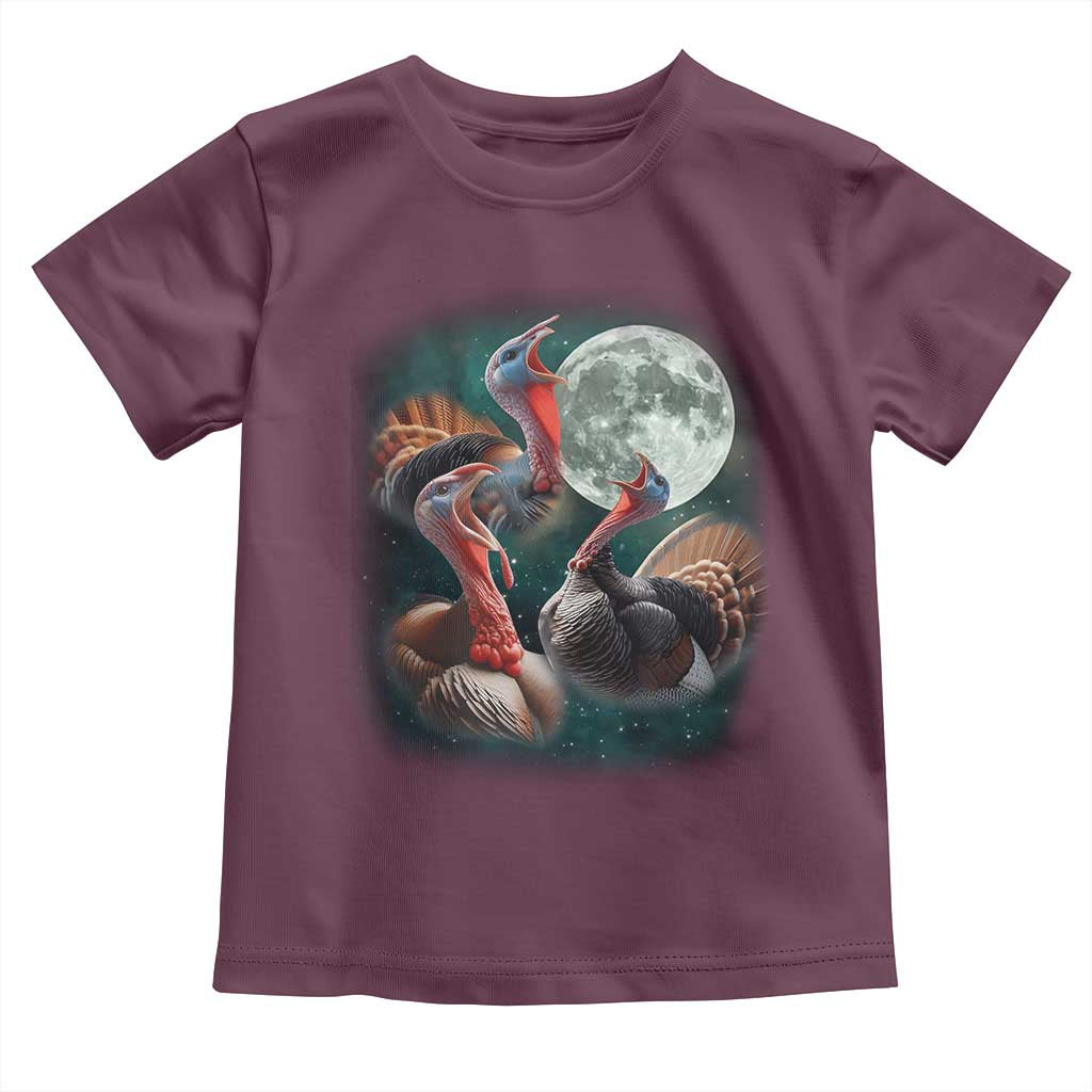 Funny Three Turkey Moon Toddler T Shirt Weird Cursed Thanksgiving Meme - Wonder Print Shop